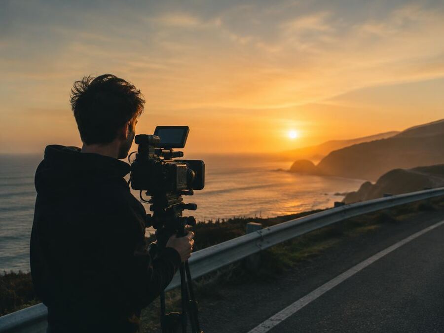 Coast road, golden hour